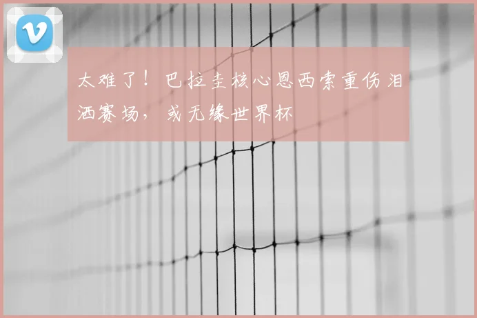太难了!巴拉圭核心恩西索重伤泪洒赛场,或无缘世界杯
